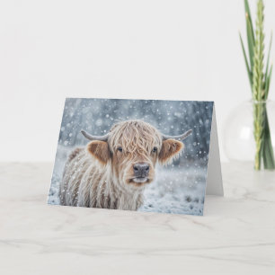 Christmas Seasons Greetings with Cute Highland  Card