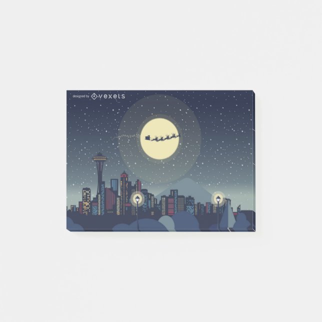 Christmas Seattle Skyline Post-it Notes (Front)