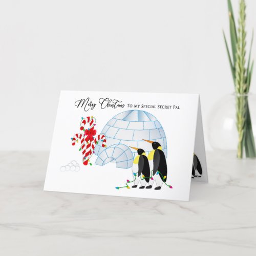 Christmas Secret Pal Penguins by Igloo Lights Holiday Card