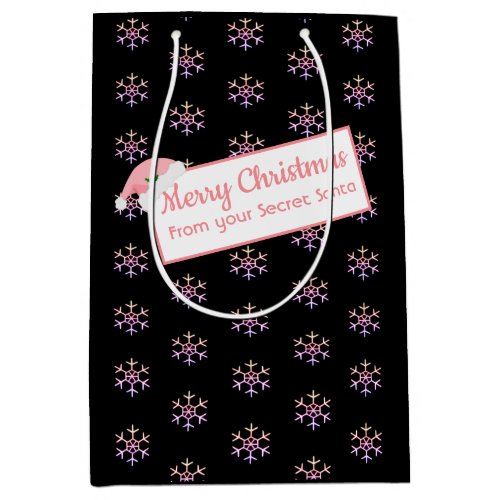 Christmas Secret Santa Black and Pink Gift Bag 