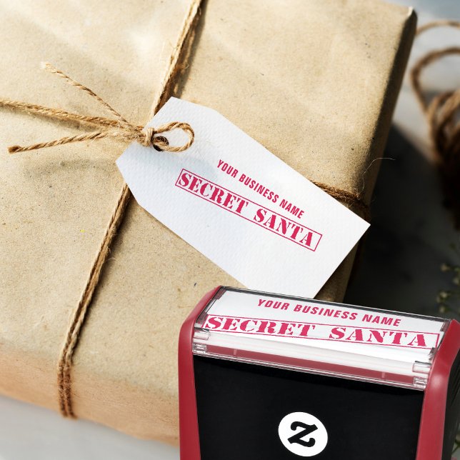 Christmas Secret Santa Business Self Inking Stamp (Perfect stamp for your office Secret Santa gift exchange. Just add your business name)