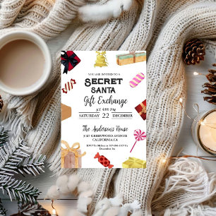 Christmas Secret Santa Gift Exchange HolidayParty Invitation