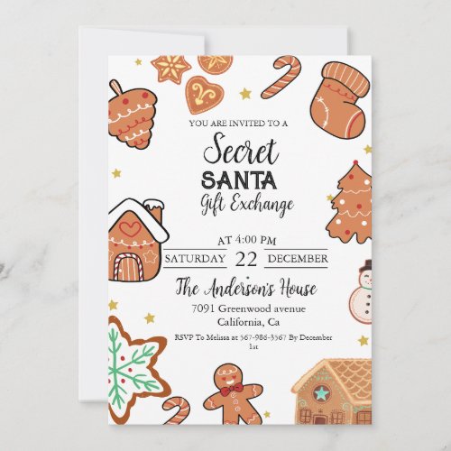 Christmas Secret Santa Gift Exchange HolidayParty  Invitation