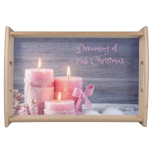 Christmas Serving Tray, Pink Christmas Tray
