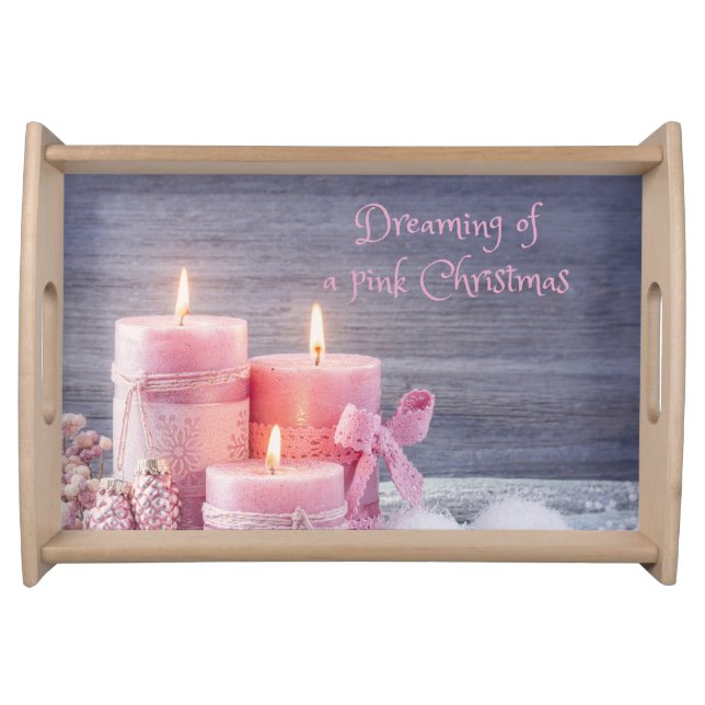 Christmas Serving Tray, Pink Christmas Tray (Front)