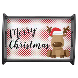 Christmas Serving Tray Reindeer Polka Dot Polkadot