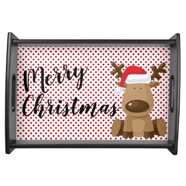 Christmas Serving Tray Reindeer Polka Dot Polkadot (Front)