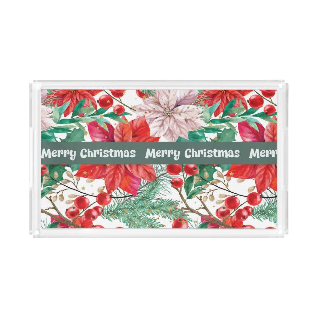 Christmas Serving Tray with Poinsettias (Front)