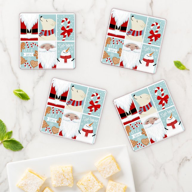 Christmas Set Holiday Celebration Coaster Set (In Situ)