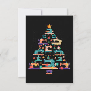 Christmas Sewing Machine Xmas Tree Quilter Lover Thank You Card