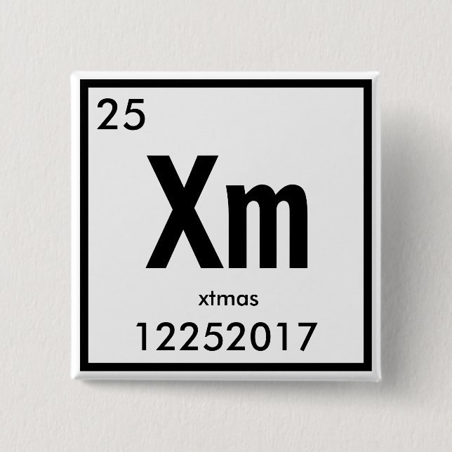 Christmas-shaped chemical element button (Front)