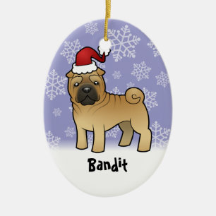 Christmas Shar Pei (add your pets name) Ceramic Ornament