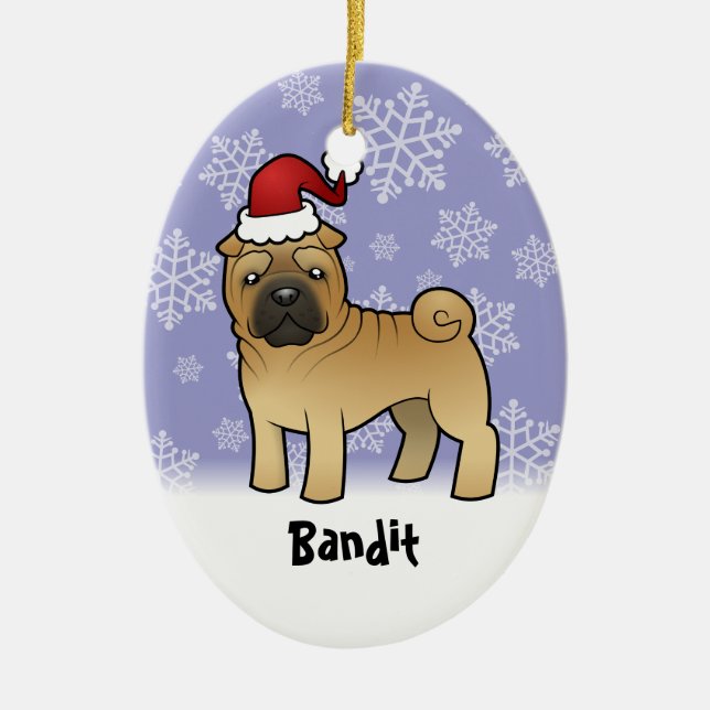 Christmas Shar Pei (add your pets name) Ceramic Ornament (Front)