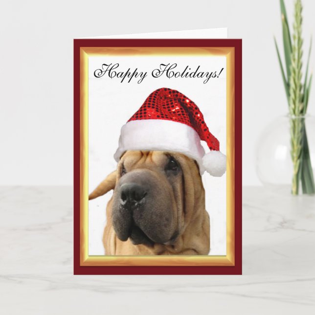Christmas Shar Pei dog Holiday Card (Front)