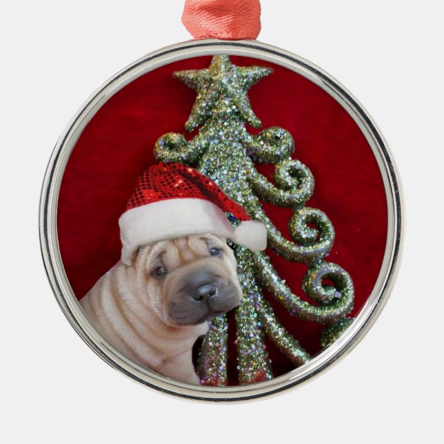 Christmas shar pei puppy ornament (Front)