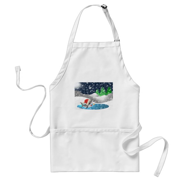 Christmas Shark Adult Apron (Front)