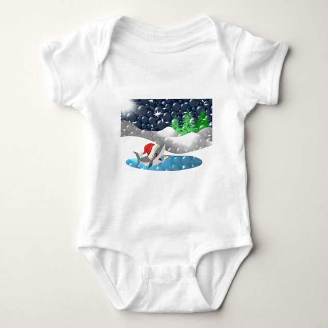 Christmas Shark Baby Bodysuit (Front)