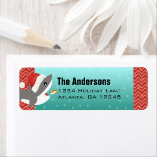 Christmas Shark Chevron Pattern Return Address Label