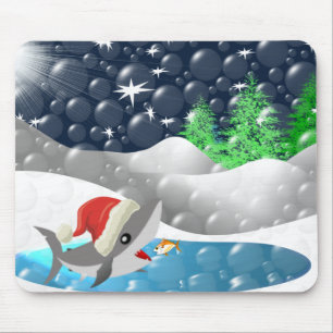 Christmas Shark Mouse Pad