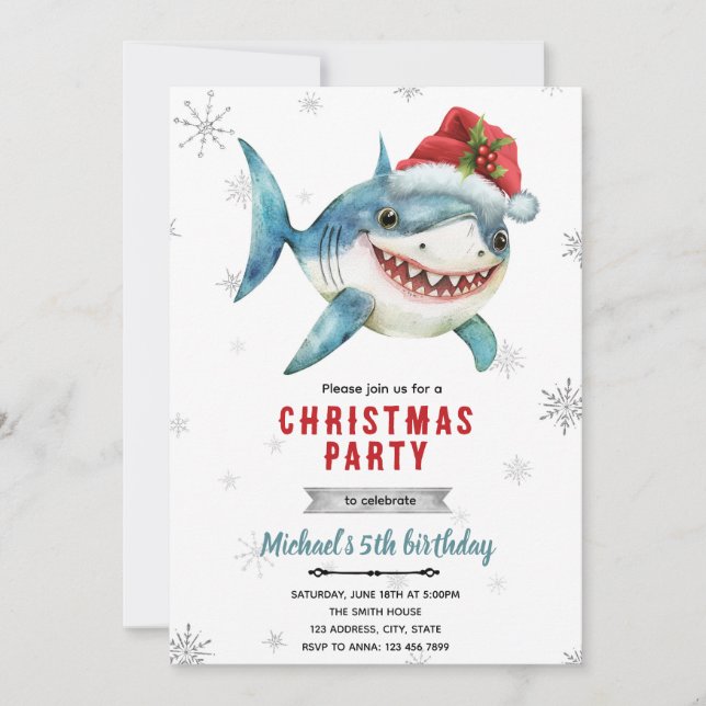 Christmas shark Party Invitation (Front)