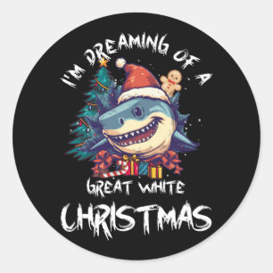 Christmas Shark Santa Hat Xmas Santa Jaws Funny Sh Classic Round Sticker
