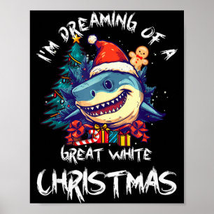 Christmas Shark Santa Hat Xmas Santa Jaws Funny Sh Poster