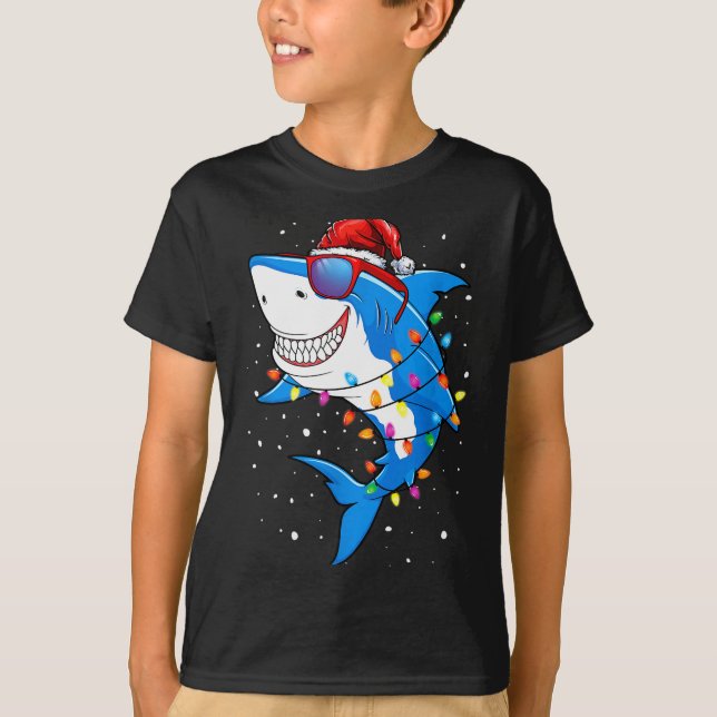 Christmas Shark Shirt Xmas Funny Santa Shark  (Front)