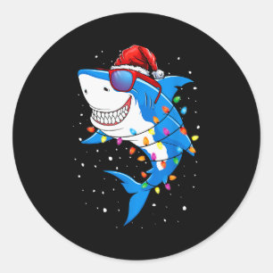 Christmas Shark Shirt Xmas Funny Santa Shark Classic Round Sticker