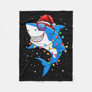 Christmas Shark Shirt Xmas Funny Santa Shark Fleece Blanket