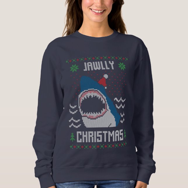 Christmas shark ugly sweater sweatshirt (Front)
