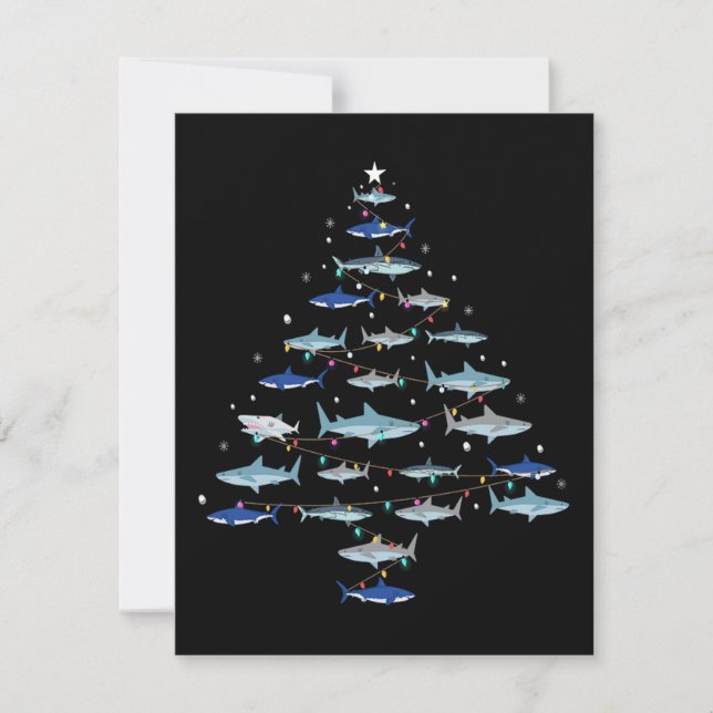 Christmas Shark Xmas Tree Fishing Holiday Gift RSVP Card (Front)