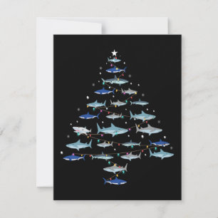 Christmas Shark Xmas Tree Fishing Holiday Gift RSVP Card