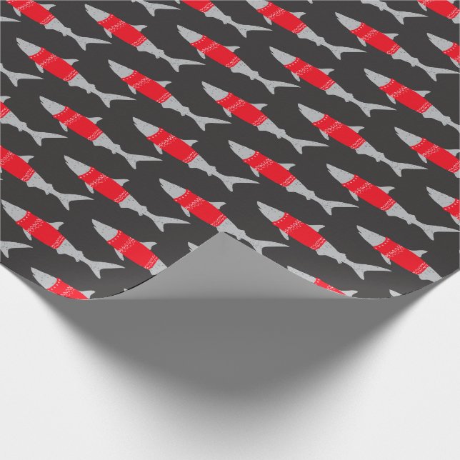 Christmas Sharks in Ugly Festive Jumpers Wrapping Paper (Corner)