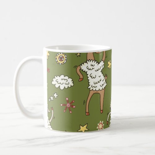 Christmas Sheep Animal Vintage Illustration Coffee Mug
