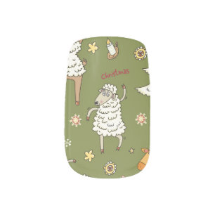 Christmas Sheep: Animal Vintage Illustration. Minx Nail Art