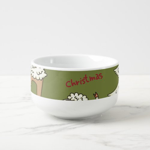 Christmas Sheep Animal Vintage Illustration Soup Mug