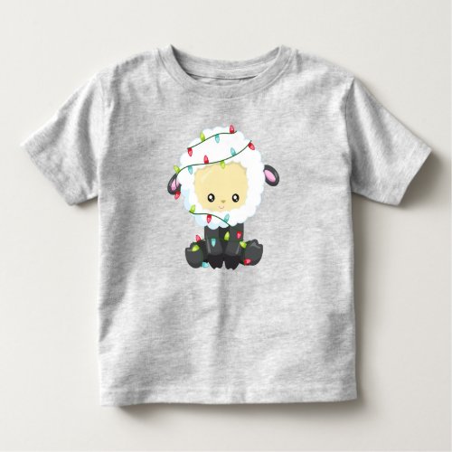 Christmas Sheep Christmas Lights Cute Sheep Toddler T_shirt