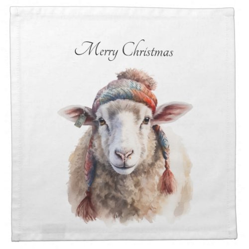 Christmas Sheep customizable Cloth Napkin