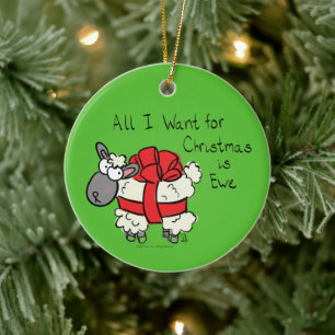 Christmas Sheep Kids Cartoon Ceramic Ornament