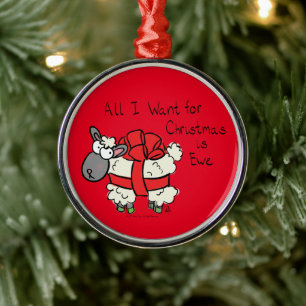 Christmas Sheep Kids Cartoon Metal Ornament