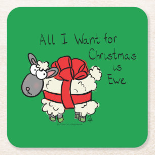 Christmas Sheep Kids Cartoon Square Paper Coaster