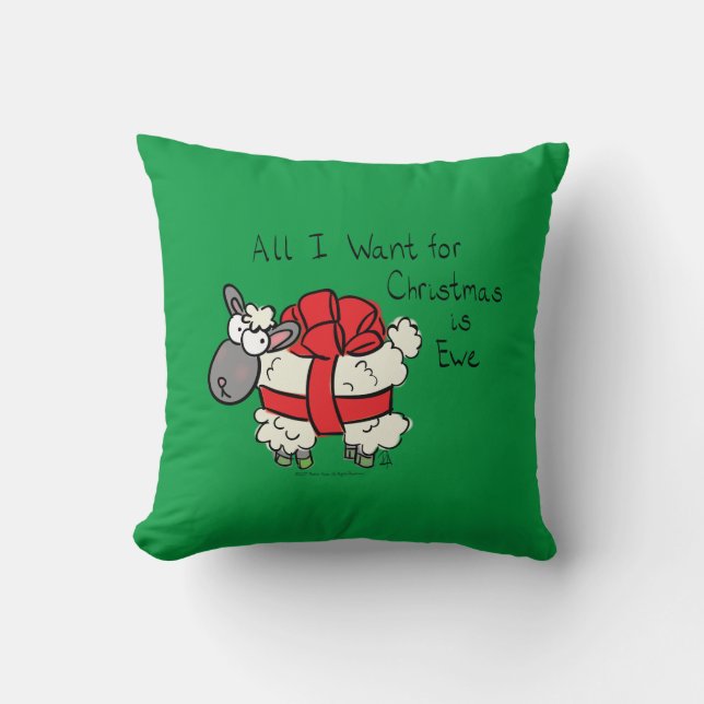 Christmas Sheep Kids Cartoon Throw Pillow (Front)