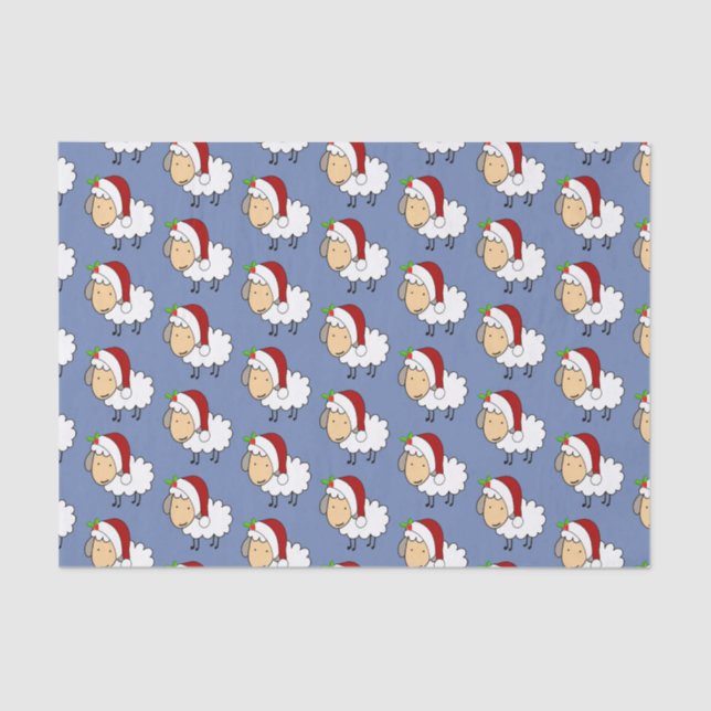 Christmas Sheep Wearing A Santa Hat Tissue Paper (Front)