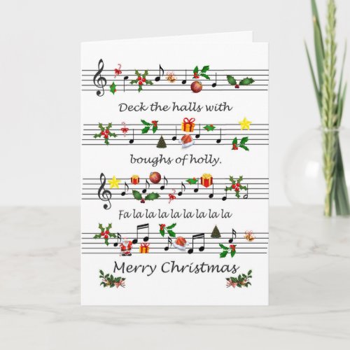 Christmas Sheet Music Deck The Halls Holiday Card