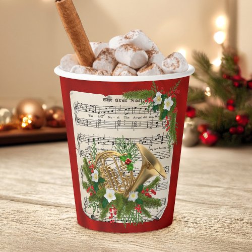 Christmas Sheet Music French Horn Red Paper Cups