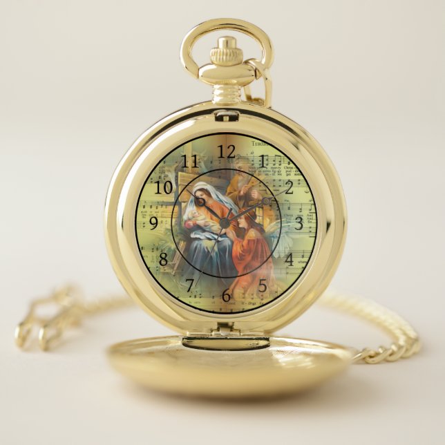 Christmas Sheet Music ~ The Holy Family ~ Angel   Pocket Watch (Inside)