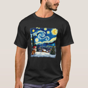 Christmas Sheltie Dog Starry Night T-Shirt