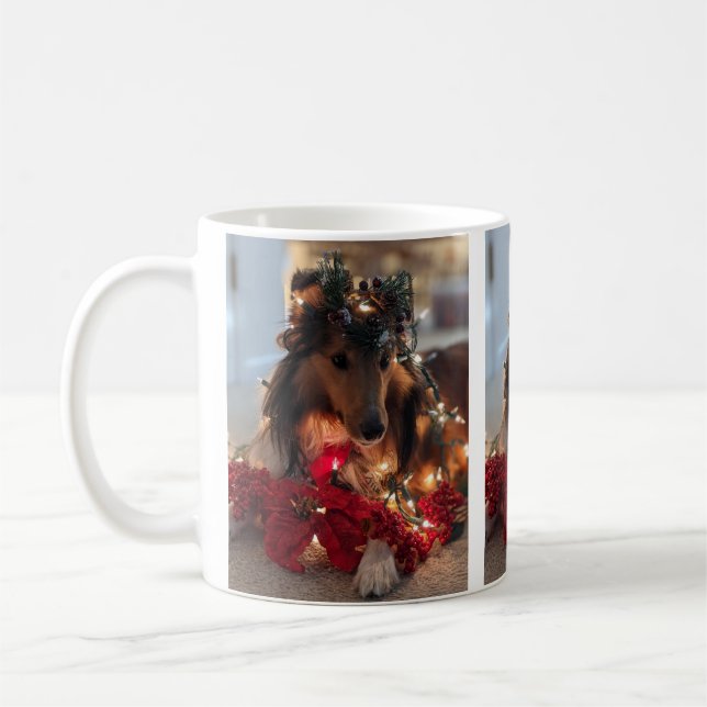 Christmas Sheltie mug (Left)