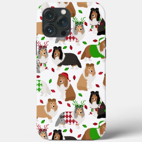 Christmas Sheltie Shetland Sheepdog iPhone 13 Pro Max Case