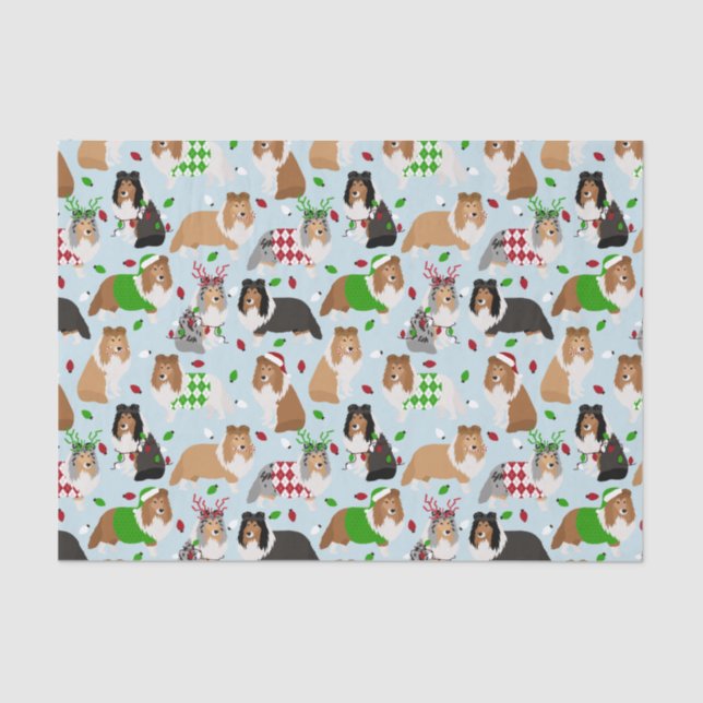 Christmas Sheltie Shetland Sheepdog Tissue Paper (Front)